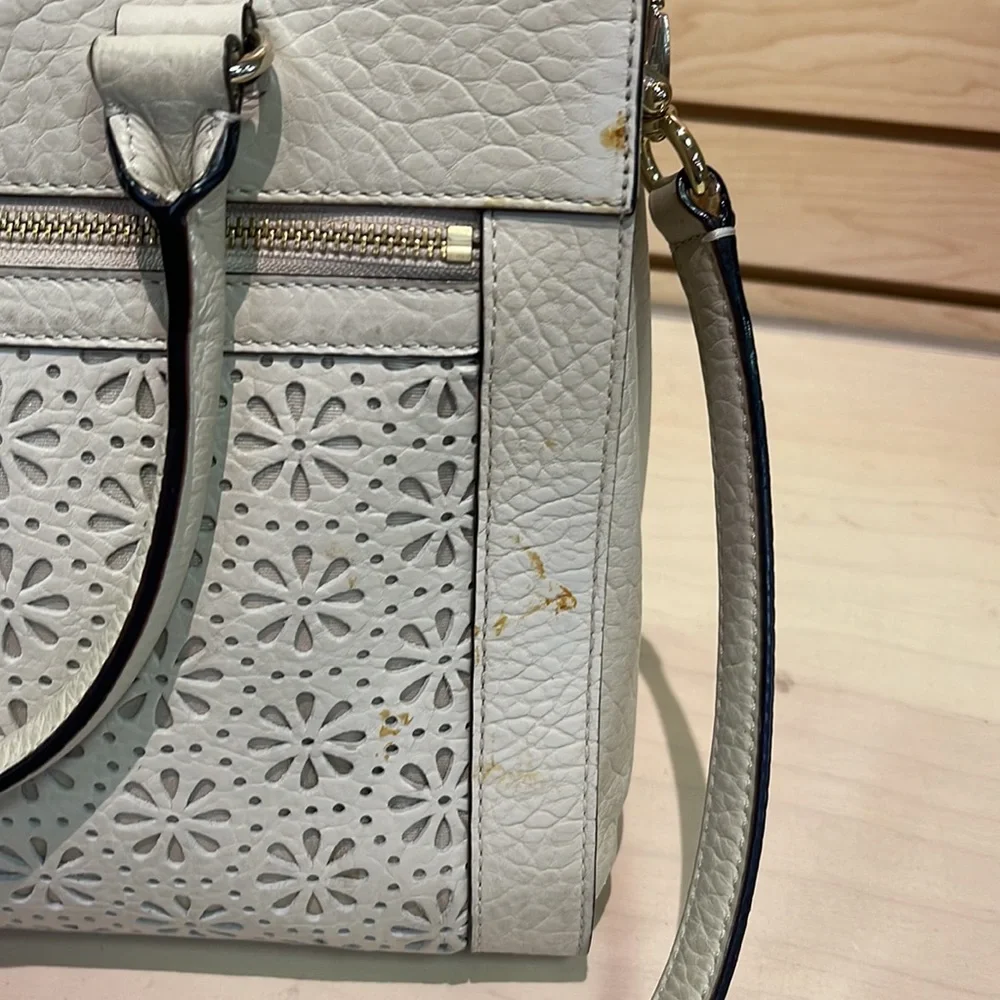 Women’s Kate Spade Cream Lattice Leather Satchel Bag